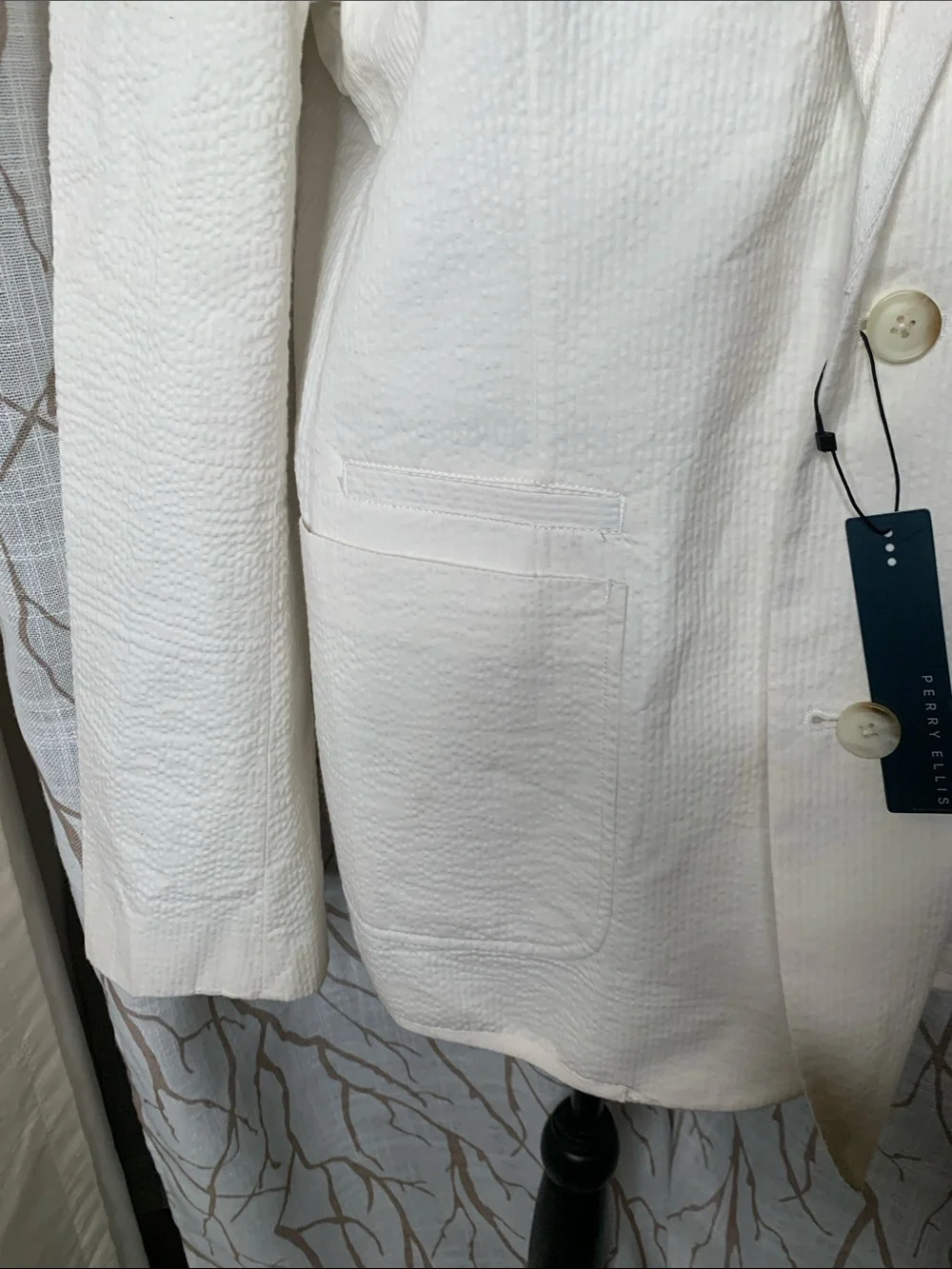 NWT Perry Ellis Men's White Searsucker Textured Blazer/sportscoat